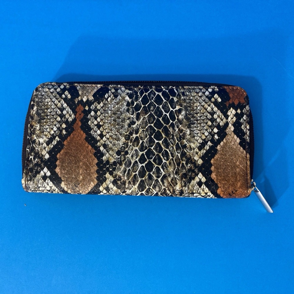 Exotic Snakeskin Print Zip-Around Wallet | Multi-Compartment Clutch